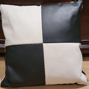 SOLD Black & White Checkered Pillow Cushion 17x17"
